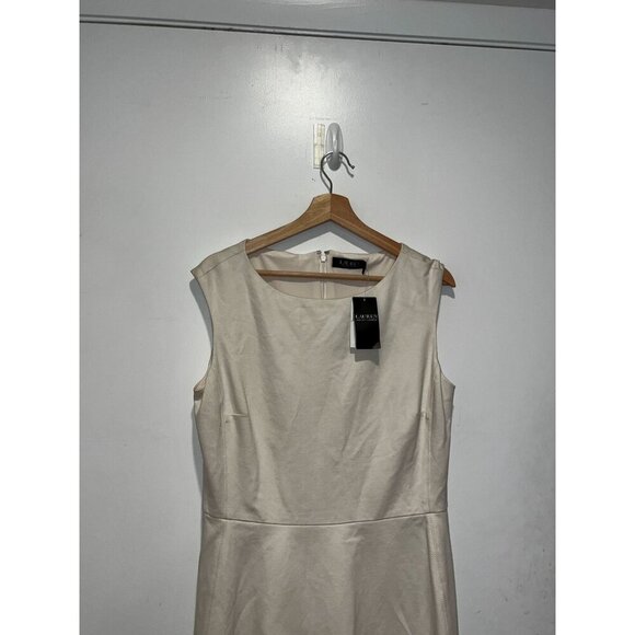 NWT Lauren Ralph Lauren Black Label Ivory Sleeveless Fit & Flare Crew Neck Women - Picture 2 of 9